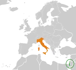 نقشهٔ مکان‌نمای Israel و Italy