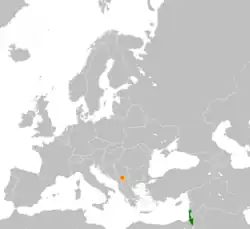 نقشهٔ مکان‌نمای Israel و Kosovo
