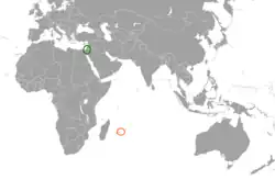 نقشهٔ مکاننمای Israel و Mauritius