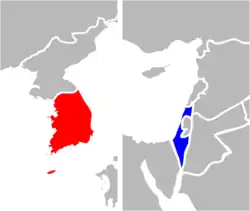 نقشهٔ مکاننمای Israel و South Korea