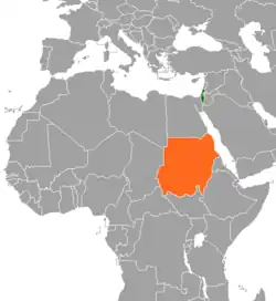 نقشهٔ مکان‌نمای Israel و Sudan