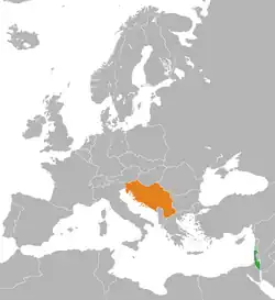 نقشهٔ مکان‌نمای Israel و Yugoslavia