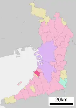 موقعیت Izumiōtsu در استان اوساکا
