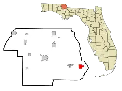 Location in Jackson County and the state of فلوریدا
