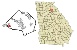 Location in Jackson County and the state of جورجیا