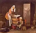 «زن لباس‌شوی»، رنگ روغن، ۳۷ × ۴۲ سانتیمتر، حدود ۱۷۳۵، موزه ارمیتاژ، سن پترزبورگ
