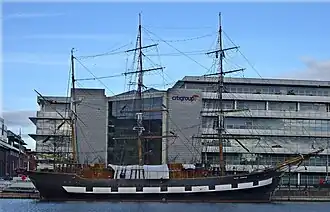 Jeanie Johnston moored off Custom House Quay, Dublin