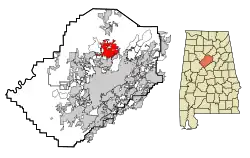 Location in Jefferson County and the state of آلاباما