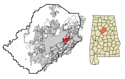 Location in Jefferson County and the state of آلاباما