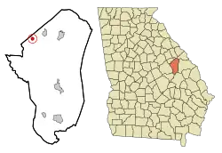 Location in Jefferson County and the state of جورجیا