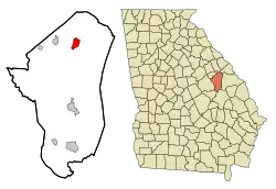 Location in Jefferson County and the state of جورجیا