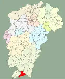 موقعیت شهرستان دینگنان در نقشه