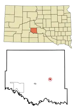 Location in Jones County and the state of داکوتای جنوبی