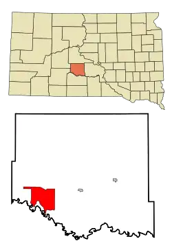 Location in Jones County and the state of داکوتای جنوبی