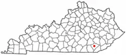 Location of Barbourville, Kentucky