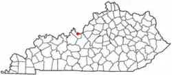 Location of Brandenburg, Kentucky