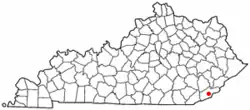 Location of Evarts, Kentucky