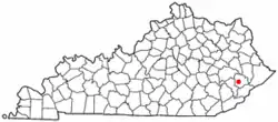 Location of Hindman, Kentucky
