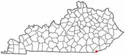 Location of Middlesboro, Kentucky