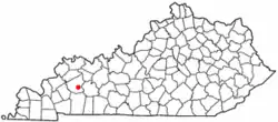 Location of Mortons Gap, Kentucky