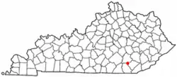 Location of Corbin, Kentucky