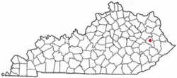 Location of Salyersville, Kentucky