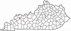Location of Sebree, Kentucky
