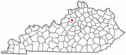 Location of Shelbyville, Kentucky