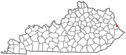 Location of Warfield, Kentucky