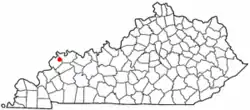 Location of Waverly, Kentucky