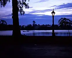 The riverside in Kampot City at dusk
