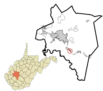 Location in شهرستان کاناوا، ویرجینیای غربی and state of ویرجینیای غربی.