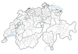 Map of Switzerland, location of کانتون بازل اشتاد highlighted