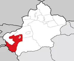 نقشه منطقه خودمختار سینکیانگ اویغور و موقعیت استان کاشغر