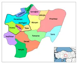 Location of Bünyan within Turkey.