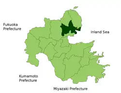موقعیت Kitsuki در استان اوئیتا