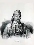 Lithography of Kolokotronis by Karl Krazeisen used for the 5000 دراخمای یونان banknote