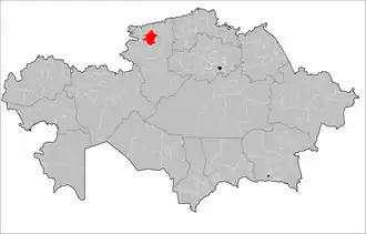 موقعیت شهرستان قوستانای در نقشه