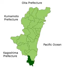 موقعیت Kushima در استان میازاکی