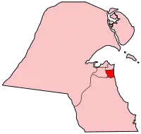 Map of Kuwait with Mubarak Al-Kabeer highlighted