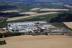 Škoda Auto factory in Kvasiny, Lukavice on background