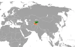 نقشهٔ مکاننمای Kyrgyzstan و Tajikistan