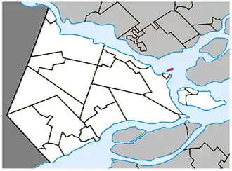 Location within Vaudreuil-Soulanges Regional County Municipality
