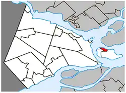 Location within Vaudreuil-Soulanges Regional County Municipality