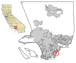 Location of Hawaiian Gardens in شهرستان لسآنجلس, کالیفرنیا