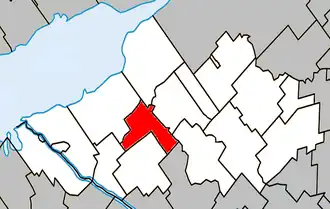 Location within Nicolet-Yamaska Regional County Municipality.