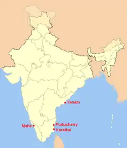 Map of Pondicherry/Pondichéry