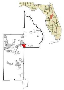 Location in Lake County and the state of فلوریدا