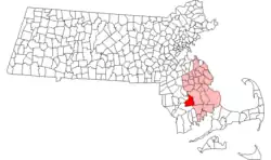 Location in Plymouth County in Massachusetts