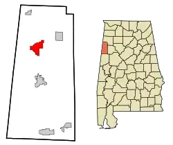 Location in شهرستان لامار، آلاباما and the state of آلاباما